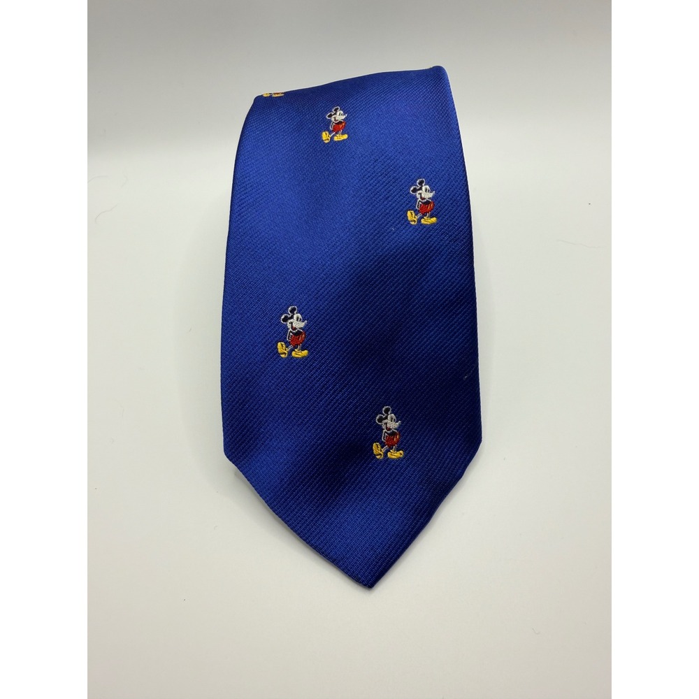 Mickey & Co J.G. Hook Mens Silk Tie Blue Mickey Mouse Embroidered Vintage NWT